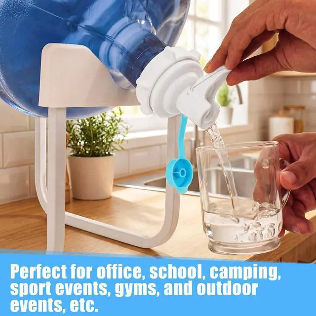 Alt view image 5 of 7 - 4 Pack Water Dispenser Valve 5 Gallon Water Dispenser Valve Cap Bottle Spout Reusable Plastic Spigot Faucet with Spigot Cap for 55 mm Crown Top Drinking Bottle