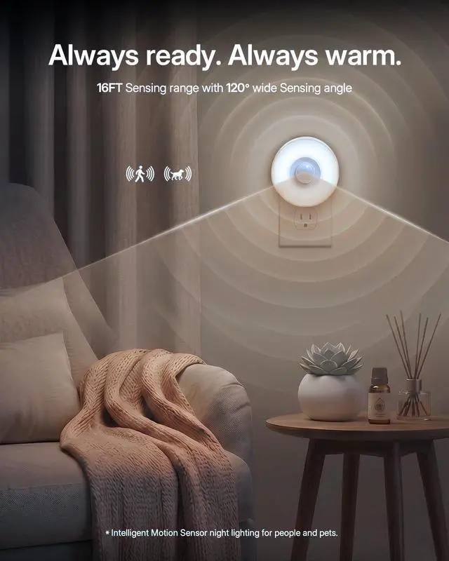 Alt view image 2 of 7 - Motion Sensor Night Light - Plug-in 6000K Cool White Anti-Glare LED Nightlight, Ultra Bright Cozy Soft Glow Not Dazzling for Hallway, Stairs, Garage, Bedroom, Bathroom, Garage, Kitchen, 2 Pack