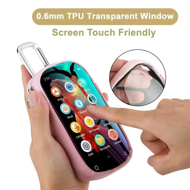 Alt view image 2 of 7 - MP3 MP4 Player Carry Bag with Clear Window Travel Carrying Case for 4" 5'' Touch Screen MP3 MP4 Player Case Storage Bag with Inner Pocket for Earphones, USB Cable, Memory Card (Pink) (1 Pack)