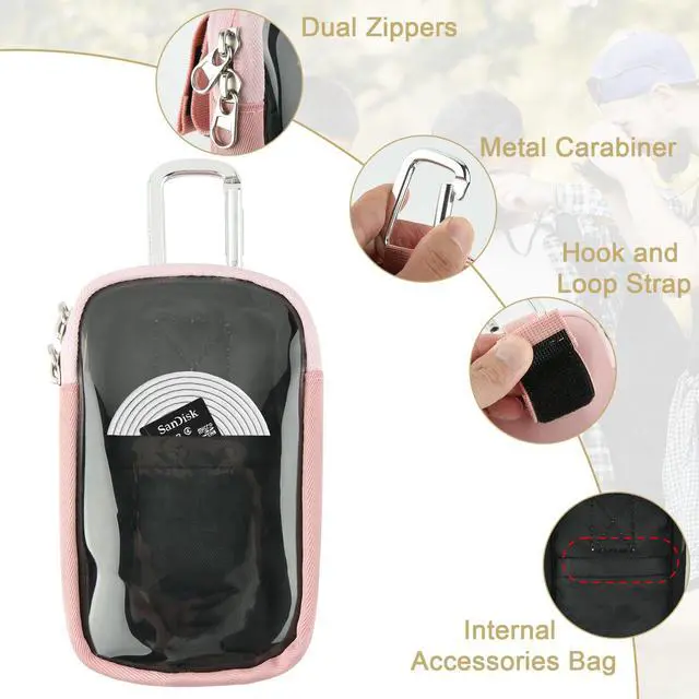 Alt view image 3 of 7 - MP3 MP4 Player Carry Bag with Clear Window Travel Carrying Case for 4" 5'' Touch Screen MP3 MP4 Player Case Storage Bag with Inner Pocket for Earphones, USB Cable, Memory Card (Pink) (1 Pack)