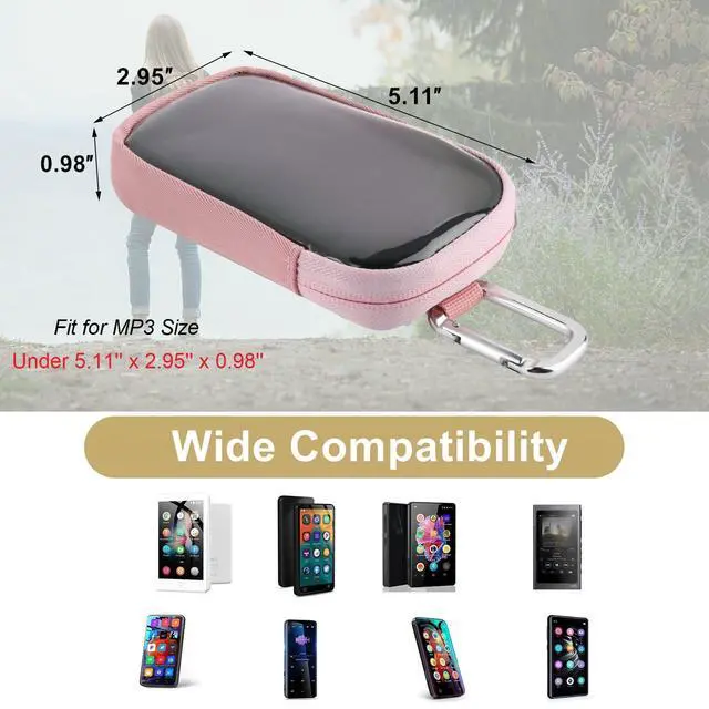Alt view image 4 of 7 - MP3 MP4 Player Carry Bag with Clear Window Travel Carrying Case for 4" 5'' Touch Screen MP3 MP4 Player Case Storage Bag with Inner Pocket for Earphones, USB Cable, Memory Card (Pink) (1 Pack)