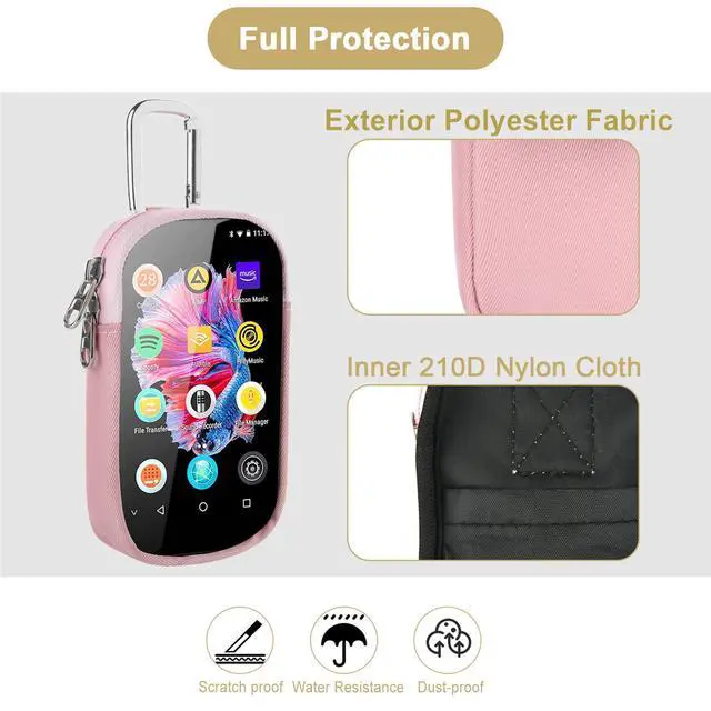 Alt view image 5 of 7 - MP3 MP4 Player Carry Bag with Clear Window Travel Carrying Case for 4" 5'' Touch Screen MP3 MP4 Player Case Storage Bag with Inner Pocket for Earphones, USB Cable, Memory Card (Pink) (1 Pack)