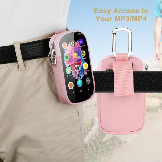 Alt view image 6 of 7 - MP3 MP4 Player Carry Bag with Clear Window Travel Carrying Case for 4" 5'' Touch Screen MP3 MP4 Player Case Storage Bag with Inner Pocket for Earphones, USB Cable, Memory Card (Pink) (1 Pack)