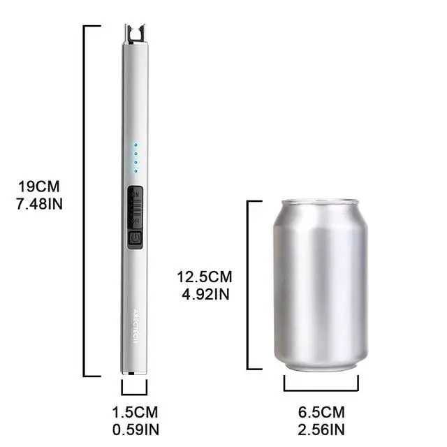 Alt view image 6 of 7 - Electric Candle Lighter with Type-C Cable Birthday Gift for Man Women Wife Rechargeable Plasma Arc Lighters for Candle Camping Kitchen Stove Silver 2 Pack