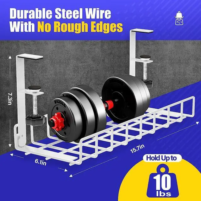 Alt view image 5 of 6 - Under Desk Cable Management Tray, Xpatee Upgraded Wire Management No Drill No Screws, Cable Tray with Clamp for Wire Organizers, Computer Cord Rack for Office, Home - No Damage to Desk White