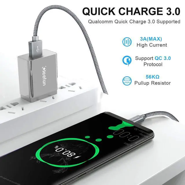 Alt view image 2 of 7 - USB to USB C Cable, 5-Pack, 3/3/6/6/10 ft Fast Charger Cord Type C