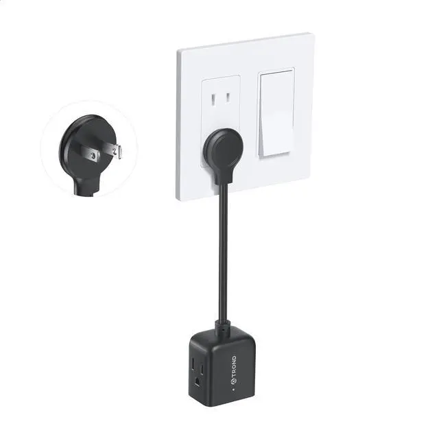 Main image of Polarized 2 Prong to 3 Prong Outlet Adapter with 6 Inch Cord, Black