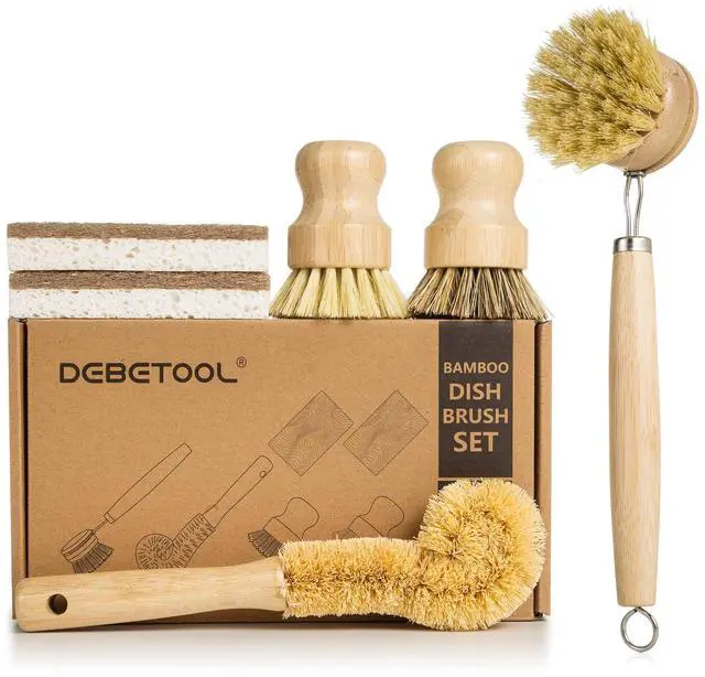 Main image of 6-Piece Bamboo Dish Brush Set with Coconut Sponge
