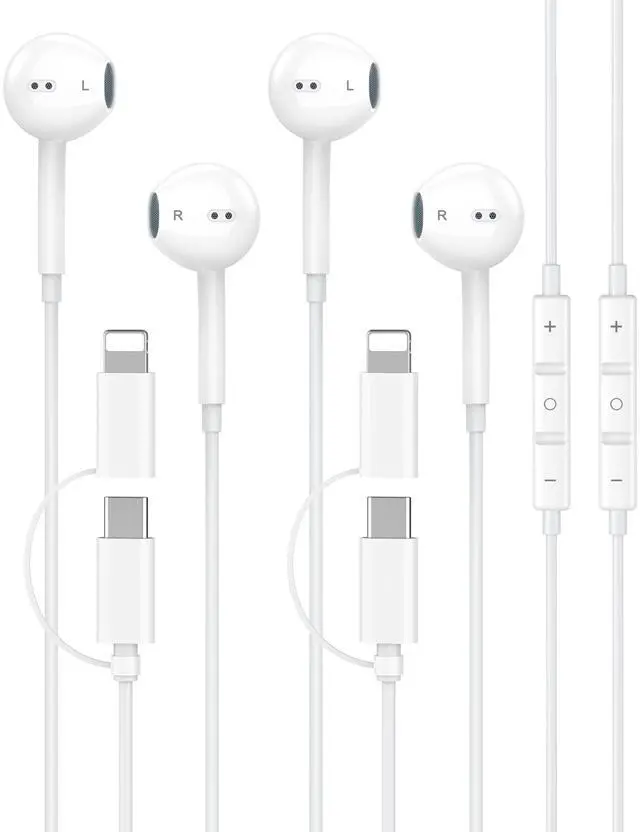 Main image of Upgraded iPhone Headphones Wired, 2-in-1 Lightning/USB C Earbuds Wired