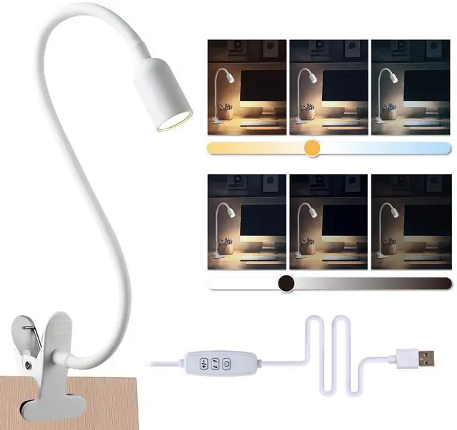Main image of LED Reading Lights for Bed Headboard, Clip on Spotlight Lamp for Desk, Dorm Bed, Dimmable USB Clamp Book Light with Flexible Gooseneck, Change Color Temperature 3000/4000/6000K