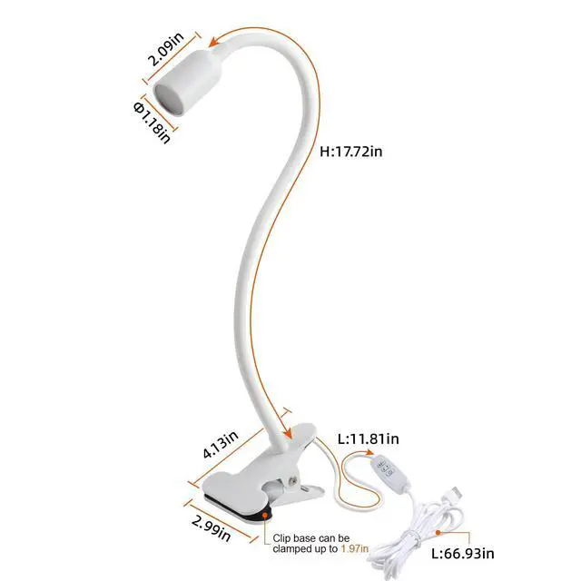 Alt view image 4 of 7 - LED Reading Lights for Bed Headboard, Clip on Spotlight Lamp for Desk, Dorm Bed, Dimmable USB Clamp Book Light with Flexible Gooseneck, Change Color Temperature 3000/4000/6000K