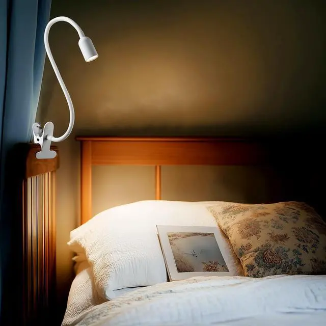 Alt view image 5 of 7 - LED Reading Lights for Bed Headboard, Clip on Spotlight Lamp for Desk, Dorm Bed, Dimmable USB Clamp Book Light with Flexible Gooseneck, Change Color Temperature 3000/4000/6000K