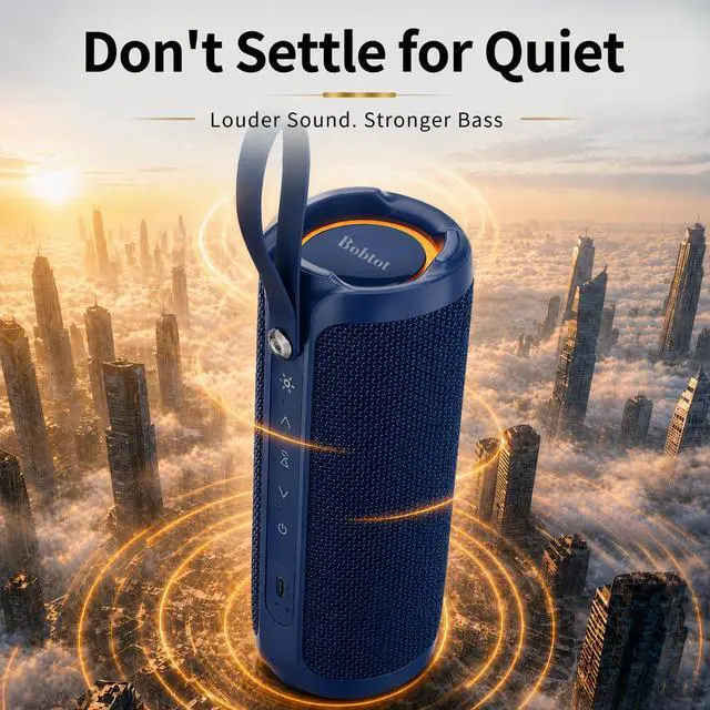 Alt view image 3 of 7 - Portable Bluetooth Speaker 15W, IPX6, Blue