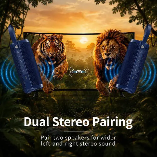 Alt view image 7 of 7 - Portable Bluetooth Speaker 15W, IPX6, Blue