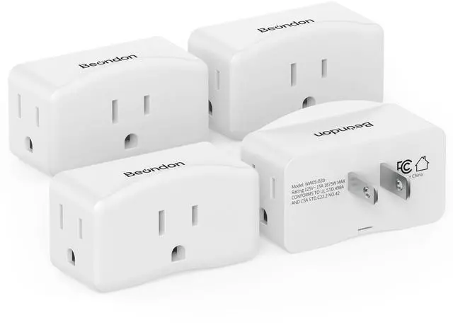 Main image of 2 Prong to 3 Prong Outlet Adapter, 3-Sided Wall Tap, 4-Pack
