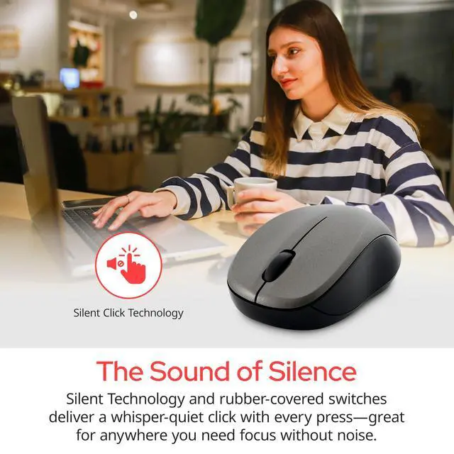 Alt view image 4 of 7 - 2.4G Wireless LED Silent Mouse - Noiseless and Silent Click Computer Mouse with Nano Receiver for Mac and PC - Silver
