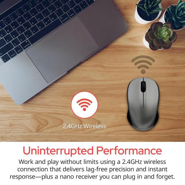 Alt view image 6 of 7 - 2.4G Wireless LED Silent Mouse - Noiseless and Silent Click Computer Mouse with Nano Receiver for Mac and PC - Silver