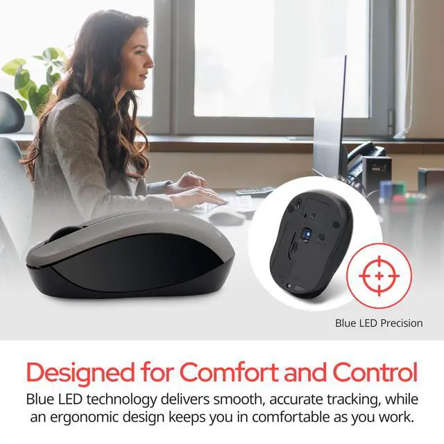 Alt view image 7 of 7 - 2.4G Wireless LED Silent Mouse - Noiseless and Silent Click Computer Mouse with Nano Receiver for Mac and PC - Silver