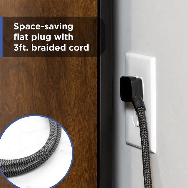 Alt view image 3 of 6 - Surge Protector Power Strip with USB Ports, 3 Ft Braided Extension Cord