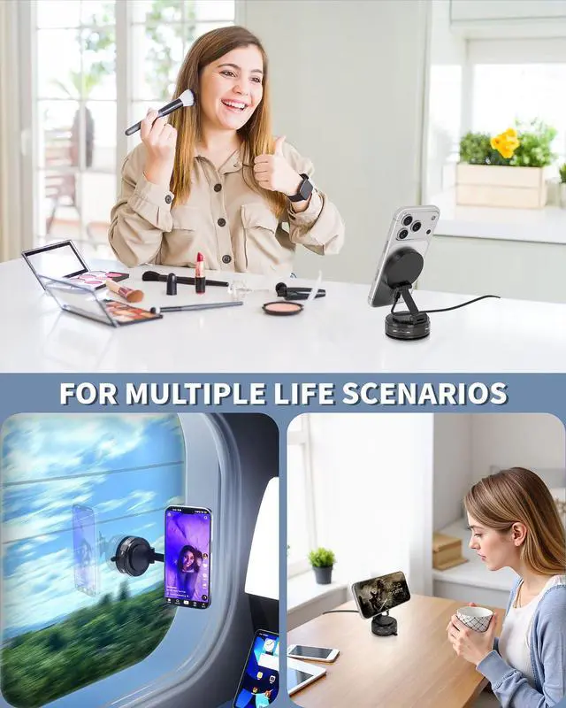 Alt view image 7 of 7 - Mag-Safe Car Mount Charger for iPhone, 15W Magnetic Wireless Fast Charging for Car 360° Adjustable Magnetic Phone Holder Compatible with iPhone 17 16 15 14 13 12 11 X/XS, Samsung S23 Ultra S22 S21 S20