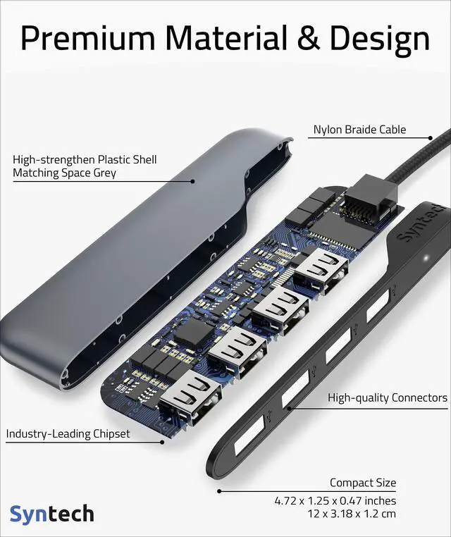 Alt view image 7 of 7 - USB C to USB Hub 4 Ports, Type C to USB 3.0 Hub with A USB C to USB Adapter USB 2.0, Thunderbolt 3 to USB Hub, Compatible with iPhone 17/16/15 Pro Max, iPad mini 6, MacBook Pro/Air/Neo