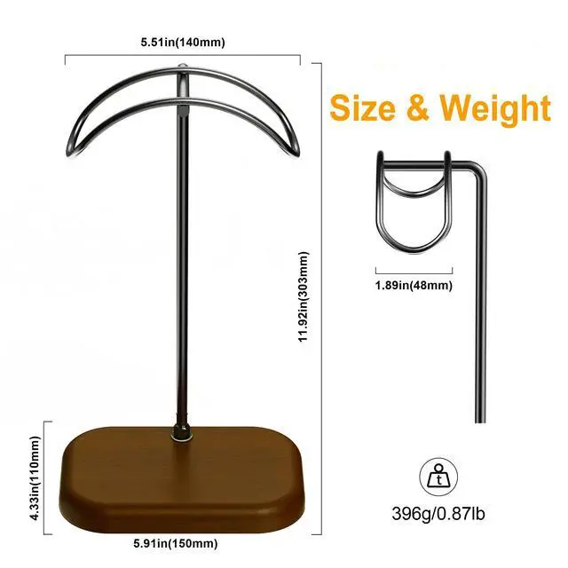 Alt view image 2 of 7 - Stand for Desk- Universal Wood&Aluminum Headset Stand Metal Gaming Headphone Holder with Heavy Duty Base for AirPods Max, Xbox One, Sony, Beats, Most Music Headphones(Sliver)