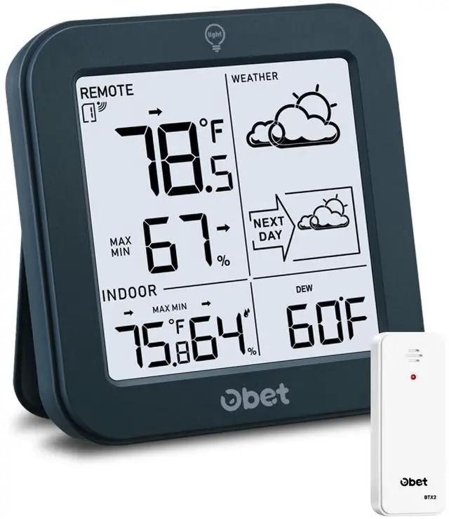 Main image of Outdoor Thermometer Wireless Weather Station Hygrometer Black