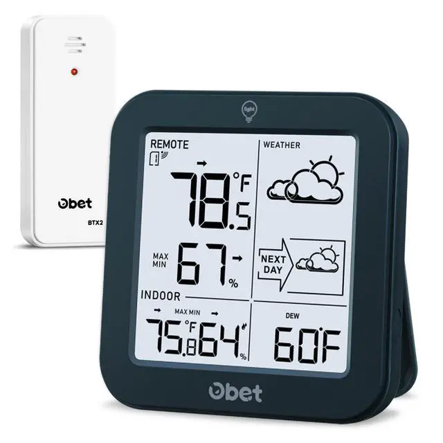 Alt view image 7 of 7 - Outdoor Thermometer Wireless Weather Station Hygrometer Black