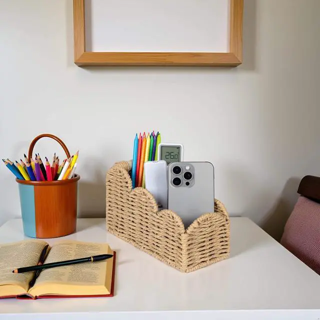 Alt view image 6 of 7 - Bedside Table Desk Organizer Caddy, Remote Pen&Pencil Holder Cup