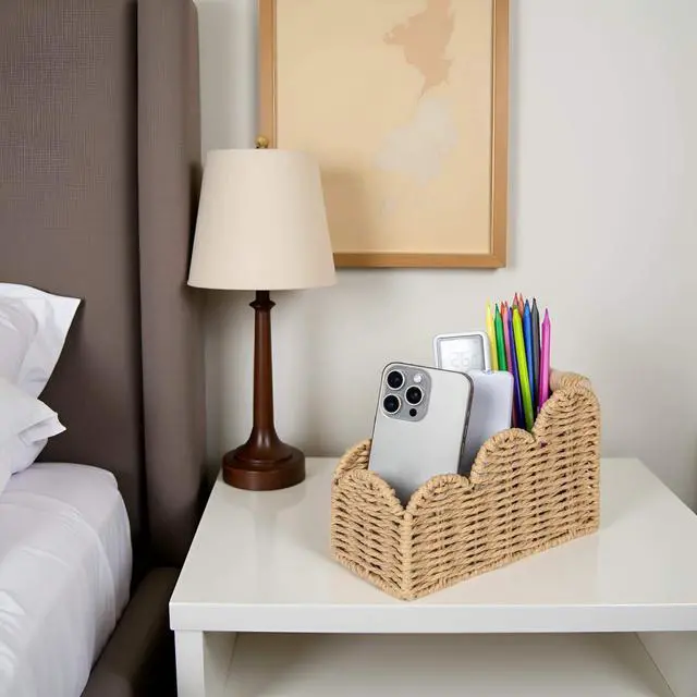 Alt view image 2 of 7 - Bedside Table Desk Organizer Caddy, Remote Pen&Pencil Holder Cup