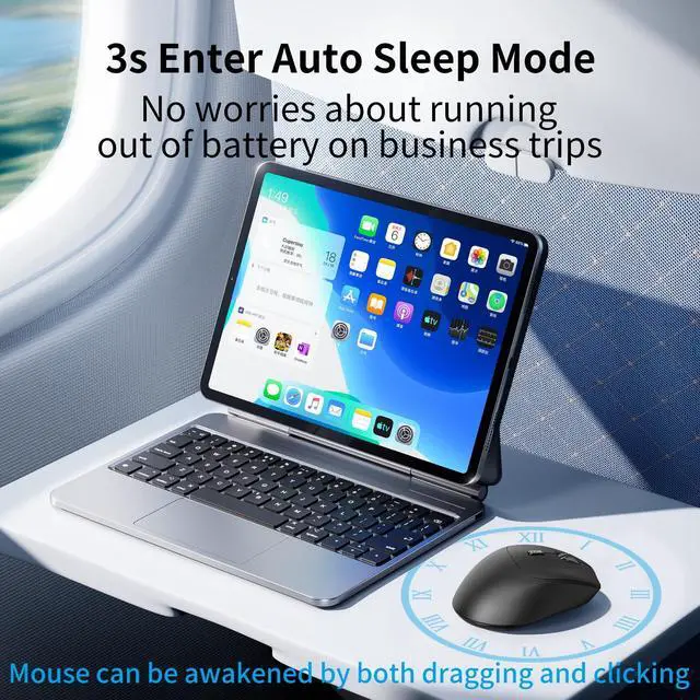 Alt view image 3 of 7 - Bluetooth Silent Ergonomic Side Button Mouse Black
