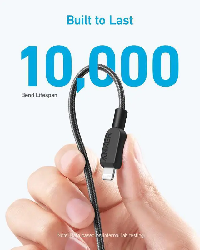 Alt view image 3 of 5 - 310 USB C to Lightning Cable, MFi-Certified Cord (3 ft, Black)