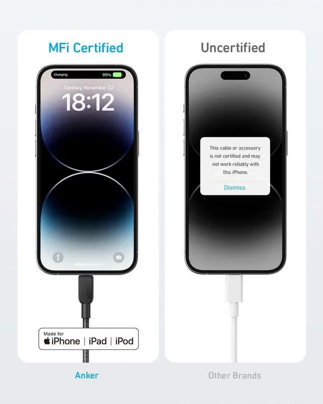 Alt view image 4 of 5 - 310 USB C to Lightning Cable, MFi-Certified Cord (3 ft, Black)