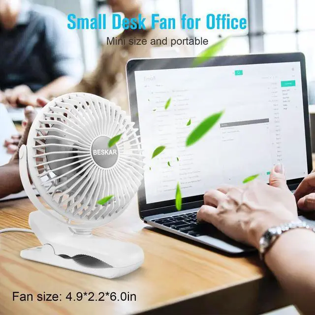 Alt view image 2 of 7 - USB Clip on Fan, Portable Small Desk Fan with Cord Powered