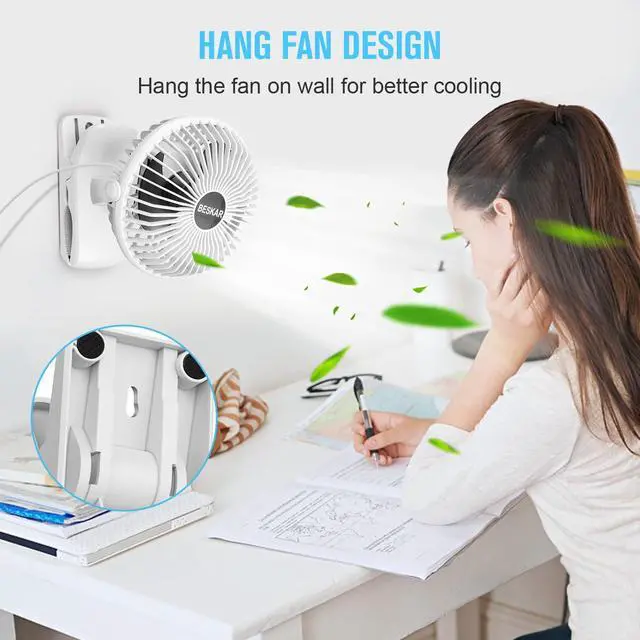 Alt view image 4 of 7 - USB Clip on Fan, Portable Small Desk Fan with Cord Powered