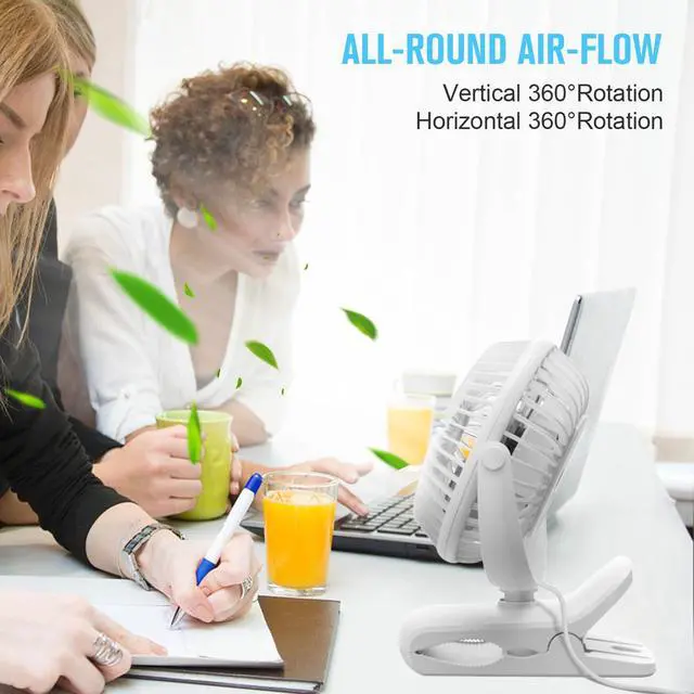 Alt view image 5 of 7 - USB Clip on Fan, Portable Small Desk Fan with Cord Powered