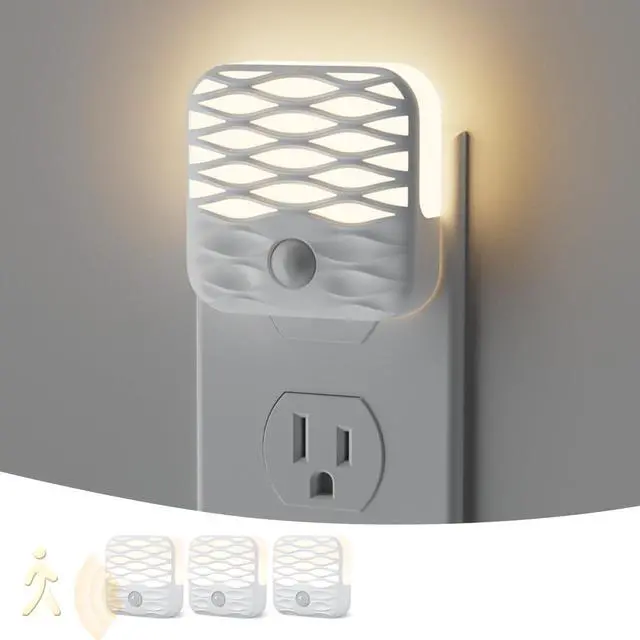 Main image of 3 Pack Night Lights Plug into Wall,Motion Sensor Nightlights Indoor with Warm White for Stairs, Hallway, Living Room, Kitchen, Entrance, Bathroom, Office