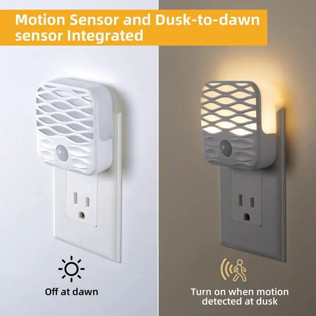Alt view image 2 of 7 - 3 Pack Night Lights Plug into Wall,Motion Sensor Nightlights Indoor with Warm White for Stairs, Hallway, Living Room, Kitchen, Entrance, Bathroom, Office
