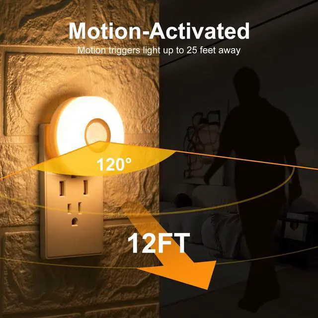 Alt view image 3 of 6 - Night Lights Plug Into Wall, 200LM Bright Plug in Night Light, Motion Sensor Nightlights Plugin Wall Decorative for Home (Cool White 2Pack)