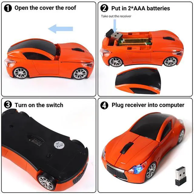 Alt view image 5 of 6 - Car Mouse, Wireless Mouse (Orange)