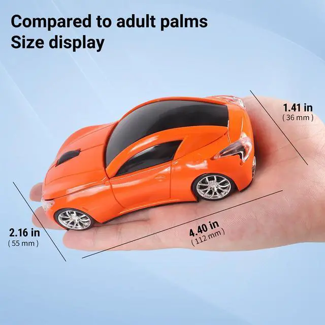 Alt view image 6 of 6 - Car Mouse, Wireless Mouse (Orange)