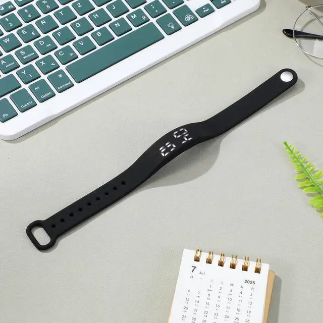 Alt view image 3 of 7 - Vibrating Alarm Wristband for Heavy Sleepers, Silent Vibration Alarm Clock Watch with Real Temperature LED Display, Wearable Wake Up Bracelet Shock Watch for Men Women, USB Charging