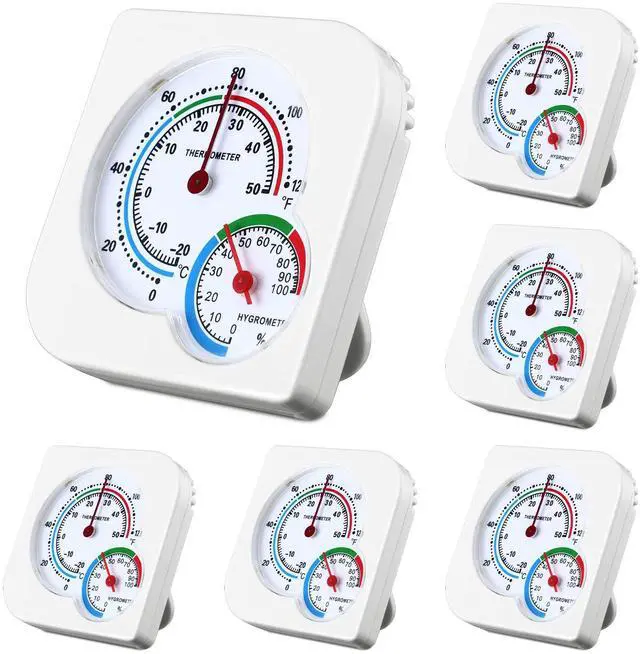 Main image of 6 Pcs Indoor Thermometer and Humidity Gauge Indoor Mini Thermometer Hygrometer Temperature Humidity Meter Temperature and Monitor with Pointers for Home, Kitchen, Planting Room