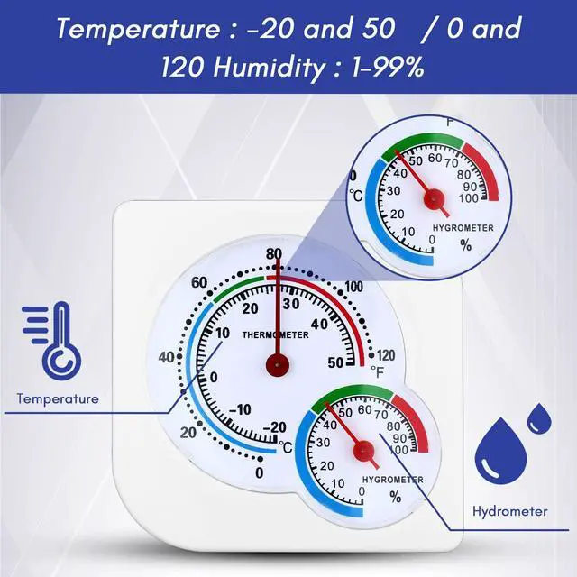 Alt view image 3 of 7 - 6 Pcs Indoor Thermometer and Humidity Gauge Indoor Mini Thermometer Hygrometer Temperature Humidity Meter Temperature and Monitor with Pointers for Home, Kitchen, Planting Room