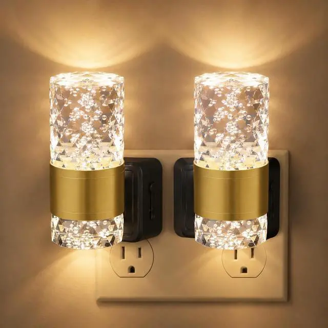 Main image of Dimmable LED Night Light, 2 Pack Night Lights Plug into Wall with 0-100 LM Adjustable Brightness Bubble Design Night Lights with Dusk to Dawn Sensor 3000K Acrylic for Hallway Bathroom, Stairway