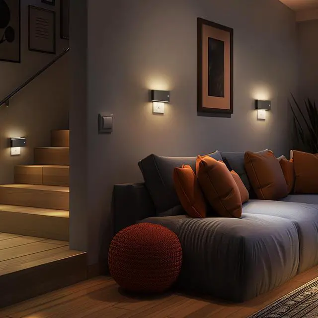 Alt view image 7 of 7 - Motion Sensor Night Light,0-100LM Dimmable Nightlight,3000K,Black
