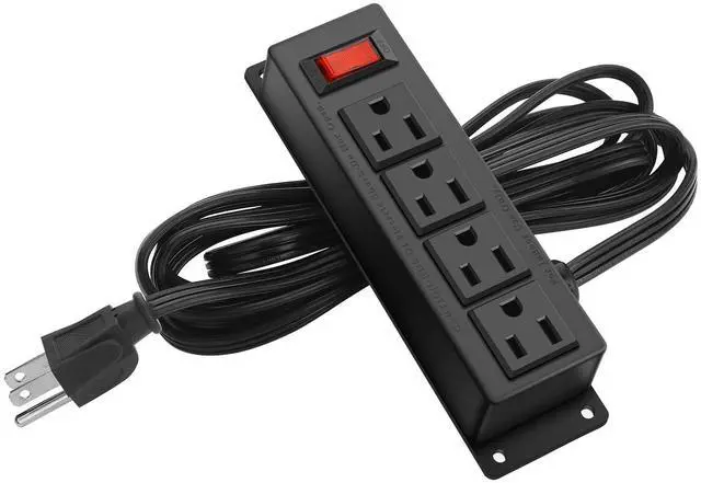 Main image of 4 Outlet Power Strip with Switch, 6Ft Flat Extension Cord, Black, 1