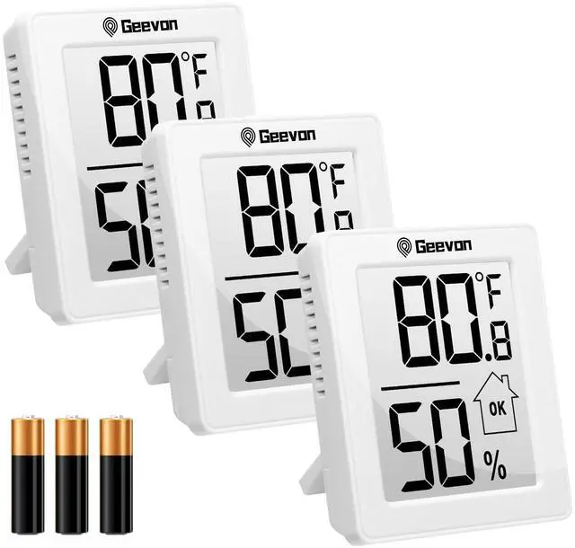 Main image of Indoor Thermometer 3Pcs with Battery Magnetic Stand Digital Humidity Gauge