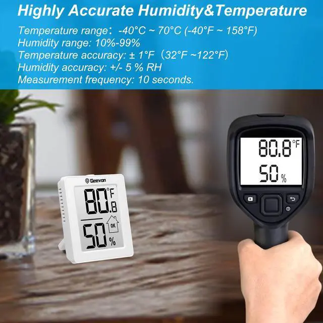 Alt view image 4 of 7 - Indoor Thermometer 3Pcs with Battery Magnetic Stand Digital Humidity Gauge