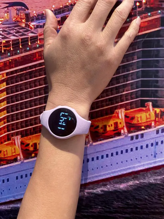 Alt view image 2 of 4 - Potty Training Watch - Water Resistant Silent Vibrating Alarm Wristband - Rechargeable Medical Reminder Watch - with Alarm and Lock Screen (Purple)